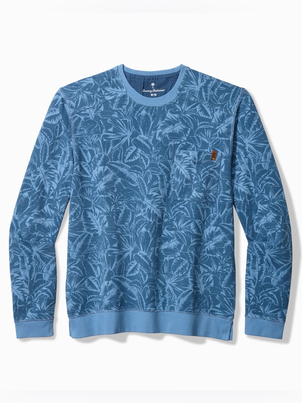 NWT Men’s Tommy Bahama Ben & Terry Twilight Palms Crew Sweatshirt Buccaneer Blue